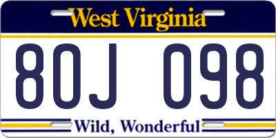 WV license plate 8OJ098