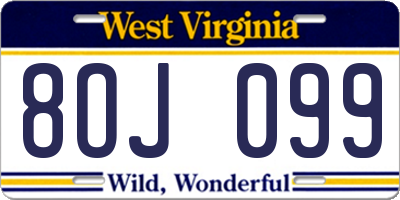 WV license plate 8OJ099