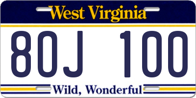 WV license plate 8OJ100