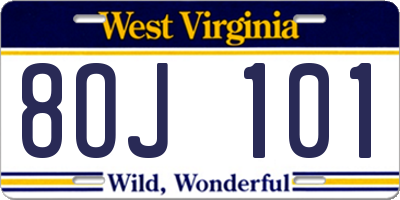 WV license plate 8OJ101