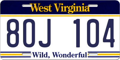 WV license plate 8OJ104