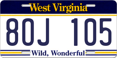 WV license plate 8OJ105