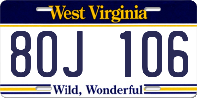 WV license plate 8OJ106