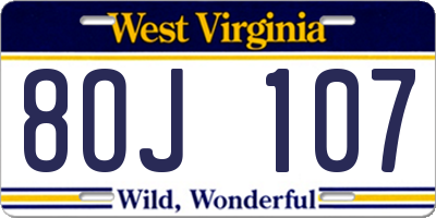 WV license plate 8OJ107
