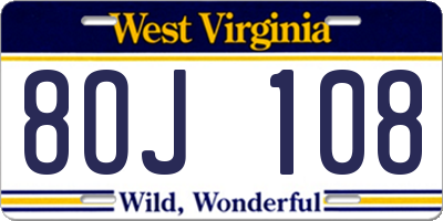 WV license plate 8OJ108