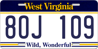WV license plate 8OJ109