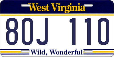 WV license plate 8OJ110