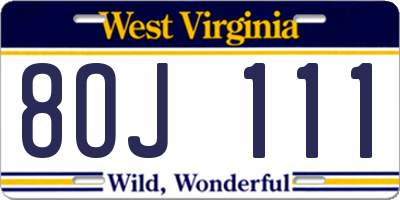 WV license plate 8OJ111