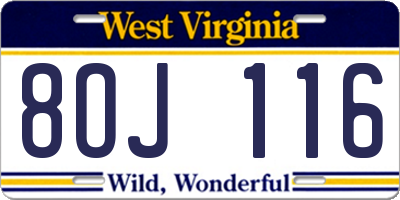 WV license plate 8OJ116