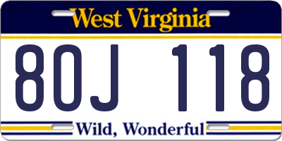 WV license plate 8OJ118