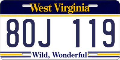 WV license plate 8OJ119