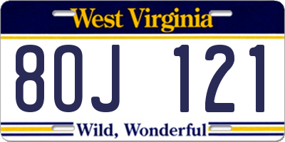 WV license plate 8OJ121