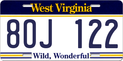 WV license plate 8OJ122