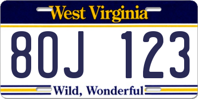 WV license plate 8OJ123