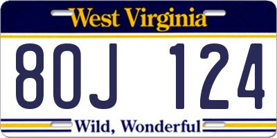 WV license plate 8OJ124