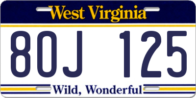 WV license plate 8OJ125