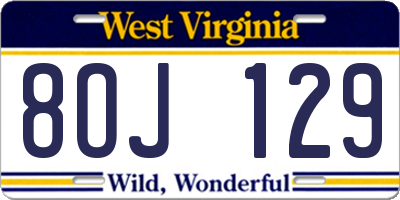 WV license plate 8OJ129