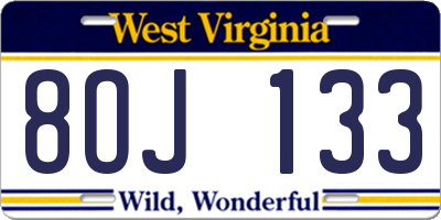 WV license plate 8OJ133
