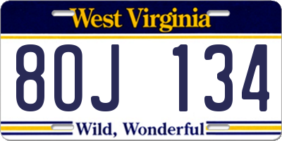 WV license plate 8OJ134