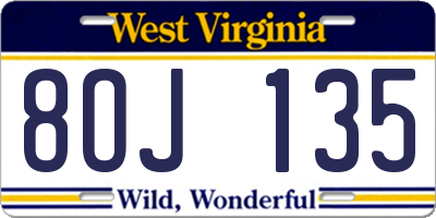 WV license plate 8OJ135