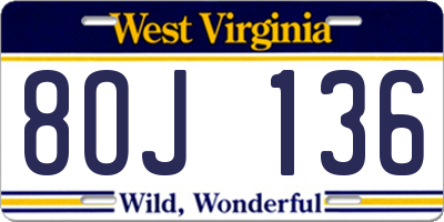 WV license plate 8OJ136