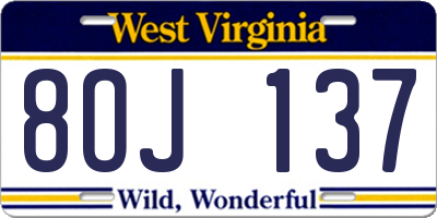 WV license plate 8OJ137