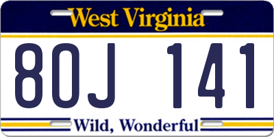 WV license plate 8OJ141