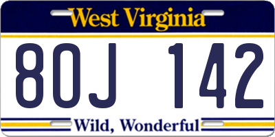 WV license plate 8OJ142