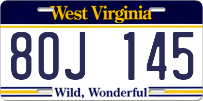 WV license plate 8OJ145