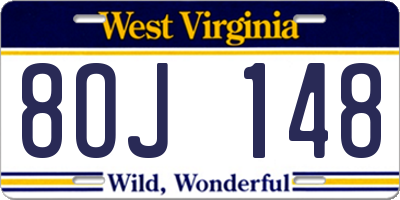 WV license plate 8OJ148