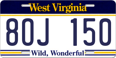 WV license plate 8OJ150