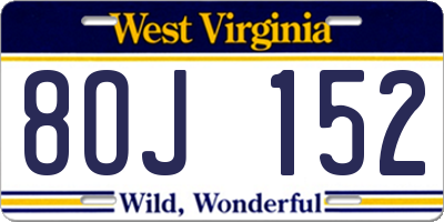 WV license plate 8OJ152