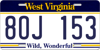 WV license plate 8OJ153