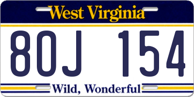 WV license plate 8OJ154