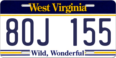 WV license plate 8OJ155