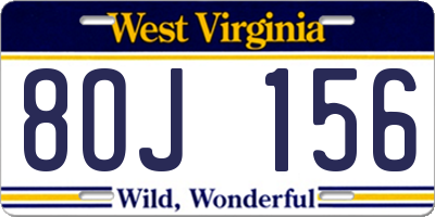 WV license plate 8OJ156