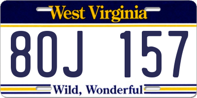 WV license plate 8OJ157