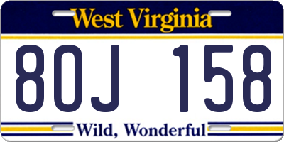 WV license plate 8OJ158