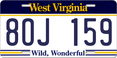 WV license plate 8OJ159