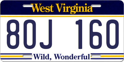WV license plate 8OJ160