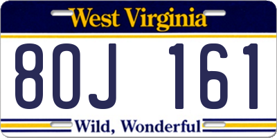 WV license plate 8OJ161
