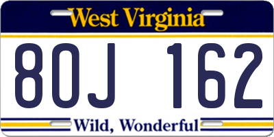 WV license plate 8OJ162