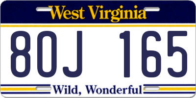 WV license plate 8OJ165
