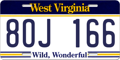 WV license plate 8OJ166