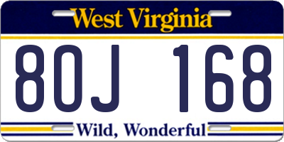 WV license plate 8OJ168