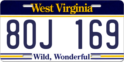 WV license plate 8OJ169
