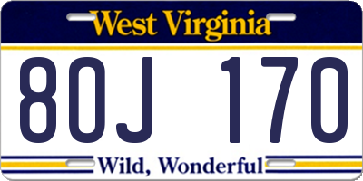 WV license plate 8OJ170
