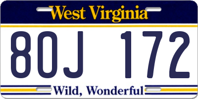 WV license plate 8OJ172