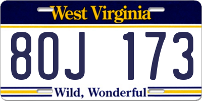 WV license plate 8OJ173