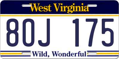 WV license plate 8OJ175
